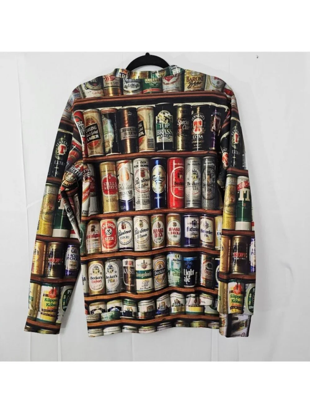 YOUCAN Sweatshirt Mens M Beer Can All Over Print Crew Neck Long Sleeve - Picture 3 of 8
